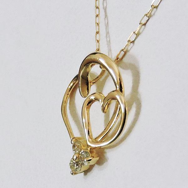 ダイヤモンド ネックレス ダイヤモンド ダイヤ 0.06ct k18 18k 18金 イエローゴールド ハート ペンダント ユニセックス プレゼント ギフト 自分買い puの画像