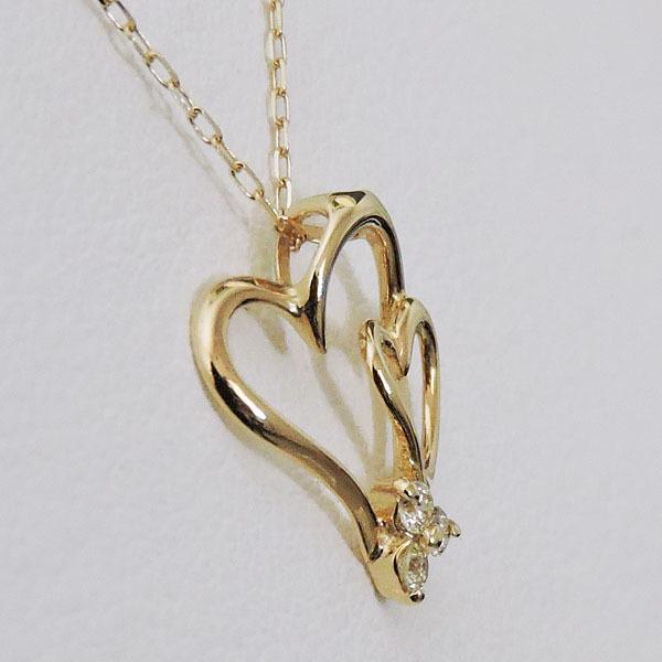 ダイヤモンド ネックレス ダイヤモンド ダイヤ 0.06ct k18 18k 18金 イエローゴールド ハート ペンダント ユニセックス プレゼント ギフト 自分買い puの画像