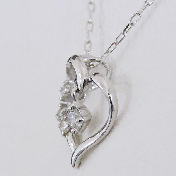ダイヤモンド ネックレス ダイヤ 0.06ct 18金 k18 18k ホワイトゴールド ハート ペンダント 男女兼用 ユニセックス 保証書付 プレゼント ご褒美 自分買い puの画像
