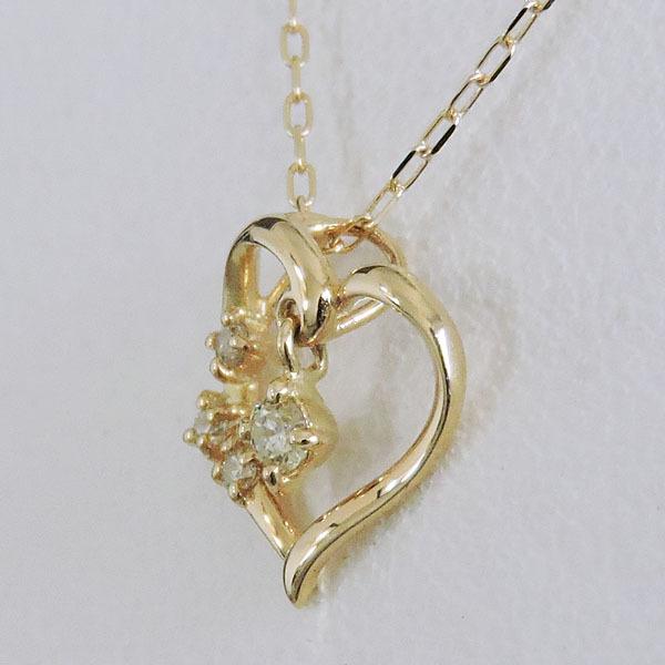 ダイヤモンド ネックレス ダイヤ 0.06ct 18金 k18 18k イエローゴールド ペンダント ハート ユニセックス 男女兼用 保証書付 プレゼント ご褒美 自分買い puの画像