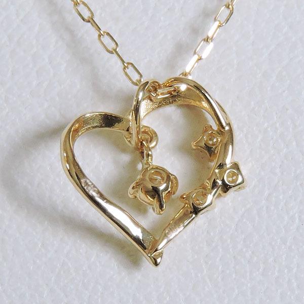 ダイヤモンド ネックレス ダイヤ 0.06ct 18金 k18 18k イエローゴールド ペンダント ハート ユニセックス 男女兼用 保証書付 プレゼント ご褒美 自分買い puの画像
