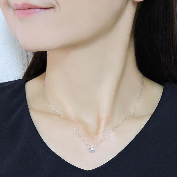 ダイヤモンド ネックレス k18 18k 18金 ホワイトゴールド ダイヤ 0.10ct ハートネックレス ハート ペンダント ユニセックス プレゼント ご褒美 自分買い puの画像