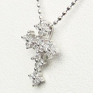 クロス ダイヤモンド 0.24ct ダイヤ k18 18k 18金 ホワイトゴールド 十字架 ペンダント ユニセックス 男女兼用 誕生日 プレゼント ギフト ご褒美 自分買い puの画像