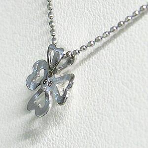 四つ葉のクローバー ダイヤモンド ダイヤ ネックレス 0.03ct k18 18k 18金 ホワイトゴールド ペンダント ユニセックス 男女兼用 プレゼント ギフト puの画像