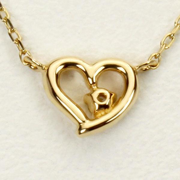ハート ネックレス ハートネックレス ダイヤネックレス ダイヤモンド k18 18k 18金 イエローゴールド 送料無料 ユニセックス プレゼント 自分買い puの画像