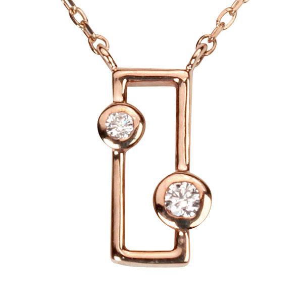 ダイヤモンド ネックレス ダイヤネックレス ダイヤ ペンダントトップ k18 18k 18金 ピンクゴールド 送料無料 ユニセックス プレゼント 自分買い puの画像