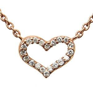 ハートネックレス ダイヤモンド ネックレス ダイヤ 0.10ct 18金 k18 18k ピンクゴールド ハート ペンダント ユニセックス プレゼント ギフト 自分買い pu