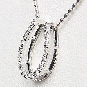 馬蹄 ホースシュー ネックレス ダイヤ 0.15ct 18k k18 18金 ホワイトゴールド 男女兼用 ユニセックス 送料無料 カジュアル プレゼント ギフト 自分買い puの画像