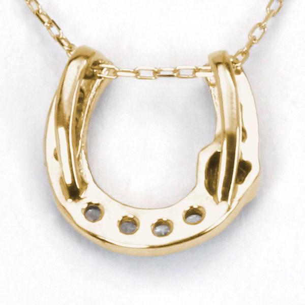 ホースシュー 馬蹄 ハート ダイヤモンド ネックレス ホースシューネックレス k18 18k 18金 イエローゴールド ユニセックス 送料無料 プレゼント 自分買い puの画像