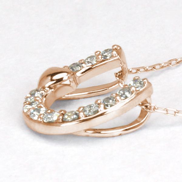 ホースシュー 馬蹄 ハート ダイヤモンド ネックレス ホースシューネックレス k10 10k 10金 ピンクゴールド ユニセックス 送料無料 プレゼント ギフト puの画像