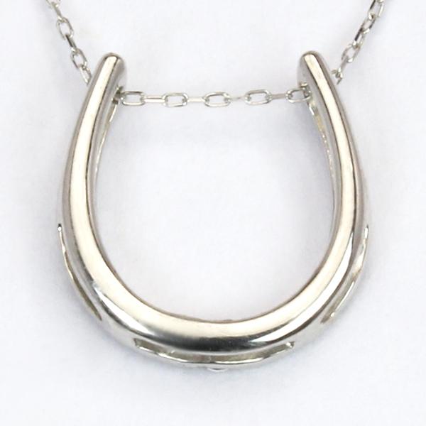 ホースシュー 馬蹄 ダイヤモンド ネックレス ホースシューネックレス 馬蹄ネックレス ペンダント k10 10k 10金 ホワイトゴールド ユニセックス 送料無料 puの画像