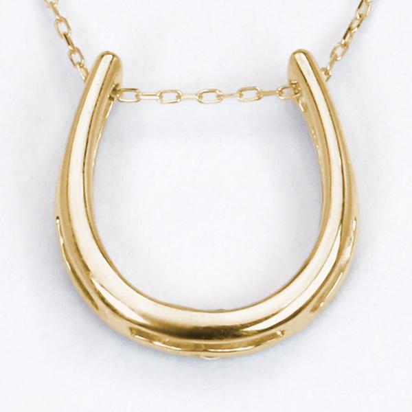 ホースシュー 馬蹄 ダイヤモンド ネックレス ホースシューネックレス 馬蹄ネックレス ダイヤ k10 10k 10金 イエローゴールド 男女兼用 送料無料 puの画像