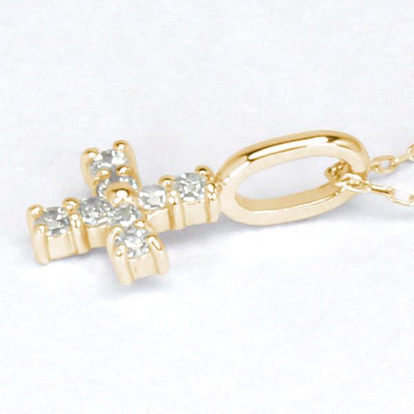 クロス 十字架 ダイヤモンド クロスネックレス ダイヤ k18 18k 18金 イエローゴールド 男女兼用 ユニセックス 送料無料 プレゼント 自分買い puの画像