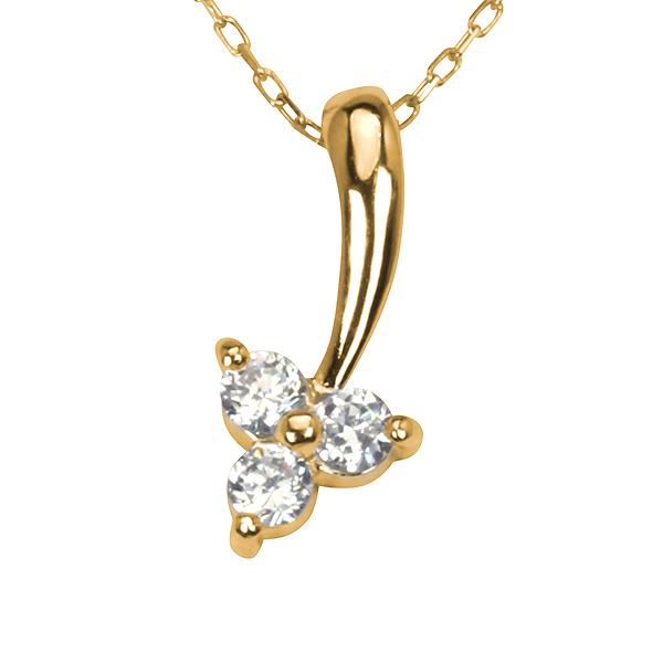 ダイヤモンド ネックレス ダイヤネックレス スリーストーン k10 10k 10金 イエローゴールド 男女兼用 ユニセックス 送料無料 カジュアル プレゼント pu