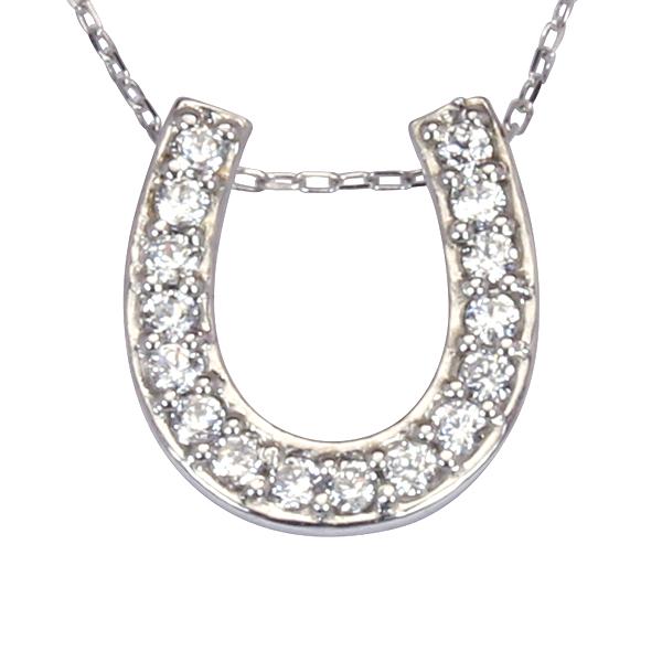 ホースシュー 馬蹄 ダイヤモンド ネックレス ダイヤ ダイヤネックレス ペンダント k18 18k 18金 ホワイトゴールド ユニセックス 送料無料 プレゼント puの画像