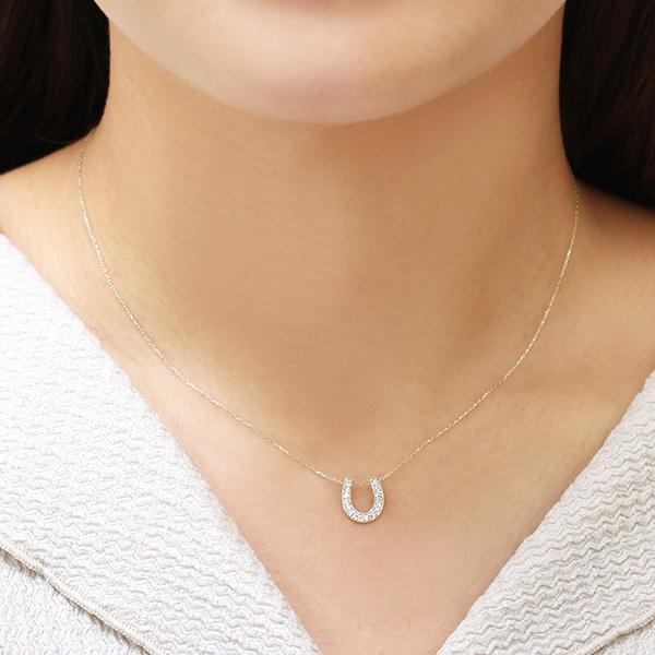 ホースシュー 馬蹄 ダイヤモンド ネックレス ダイヤネックレス k18 18k 18金 イエローゴールド 男女兼用 ユニセックス 送料無料 プレゼント 自分買い puの画像