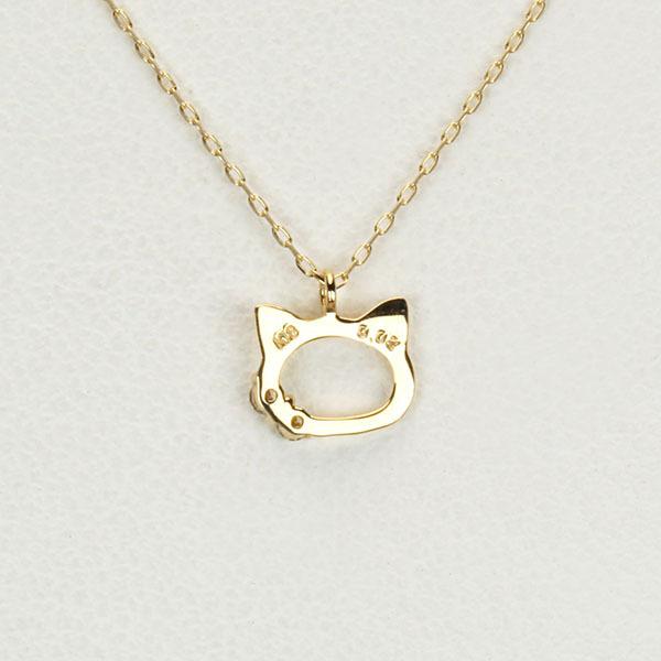 ネックレス ダイヤモンド ダイヤネックレス ペンダントトップ ネコ ねこ 猫 18k 18金 イエローゴールド ユニセックス 送料無料 プレゼント ギフト puの画像