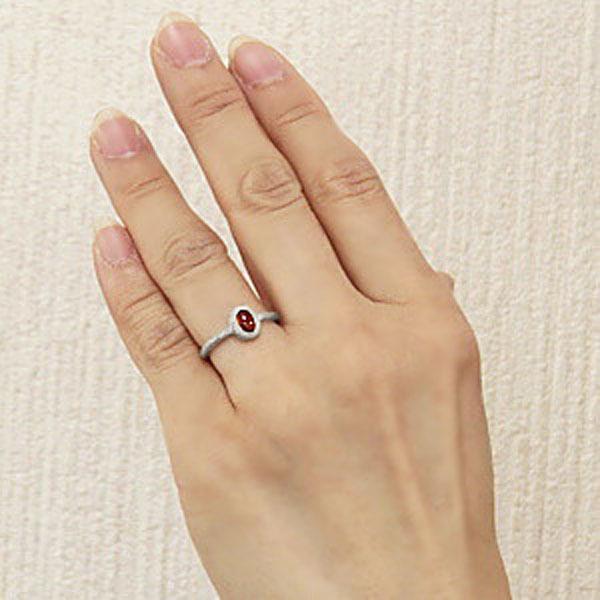 リング ユニセックス ガーネット 指輪 k18 18金 ホワイトゴールド 1月