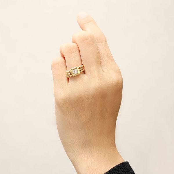 ダイヤモンド リング 形状記憶 ダイヤリング ユニセックス フリーサイズ k18 18k 18金 イエローゴールド 送料無料 プレゼント ギフト ご褒美 自分買い puの画像