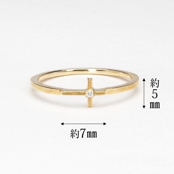 ピンキーリング ダイヤモンド リング ダイヤ クロスリング 十字架 男女兼用 k18 18k 18金 イエローゴールド 送料無料 プレゼント ギフト ご褒美 自分買い puの画像