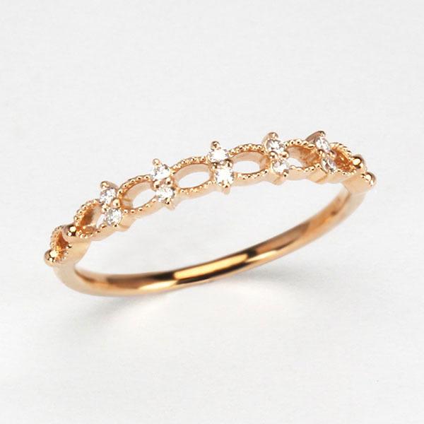ピンクゴールド 指輪 ダイヤモンド 10石 k10 10k 10金 ダイヤ 婚約指輪 ユニセックス 送料無料 カジュアル プレゼント ギフト ご褒美 自分買い puの画像