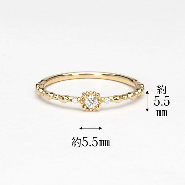 イエローゴールド 指輪 ピンキーリング ダイヤモンド リング k18 18k 18金 ダイヤ 婚約指輪 花 ユニセックス 送料無料 プレゼント ギフト ご褒美 自分買い puの画像