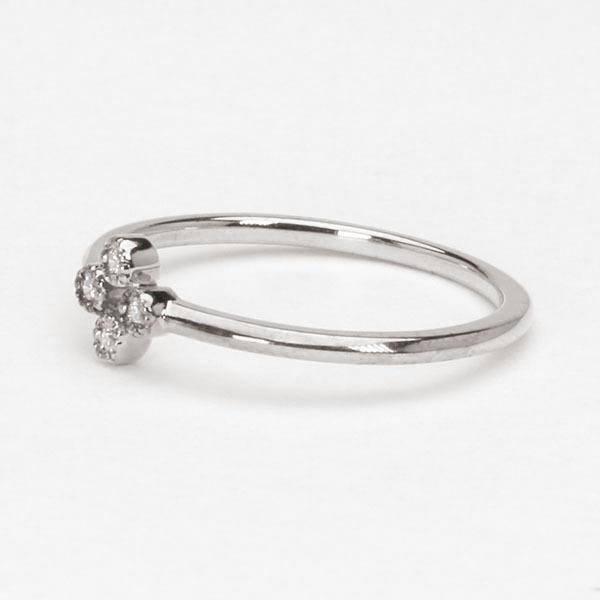 ホワイトゴールド 指輪 ピンキーリング ダイヤモンド リング k18 18k 18金 ダイヤ 婚約指輪 花 ユニセックス 送料無料 プレゼント ギフト ご褒美 自分買い puの画像