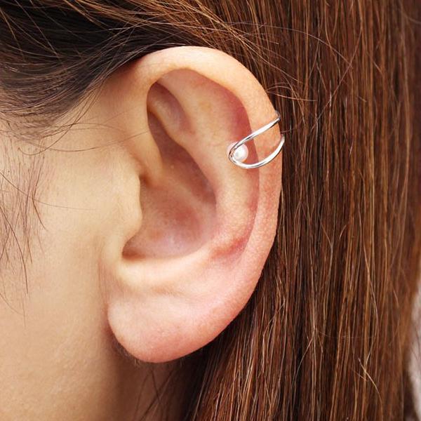 イヤーカフ パール イヤカフ k18 18k 18金 ホワイトゴールド 真珠 片耳