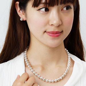 パール ネックレス 花珠真珠 オーロラ花珠真珠 2点セット ピアス 