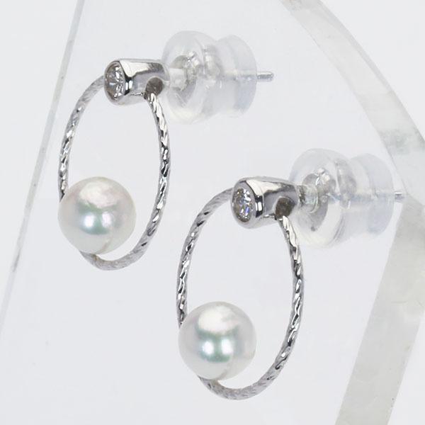 パール ピアス 真珠 パールピアス 真珠ピアス スタッド ダイヤモンド ペア ユニセックス 18k 18金 ホワイトゴールド 本真珠 あこや プレゼント 自分買い puの画像