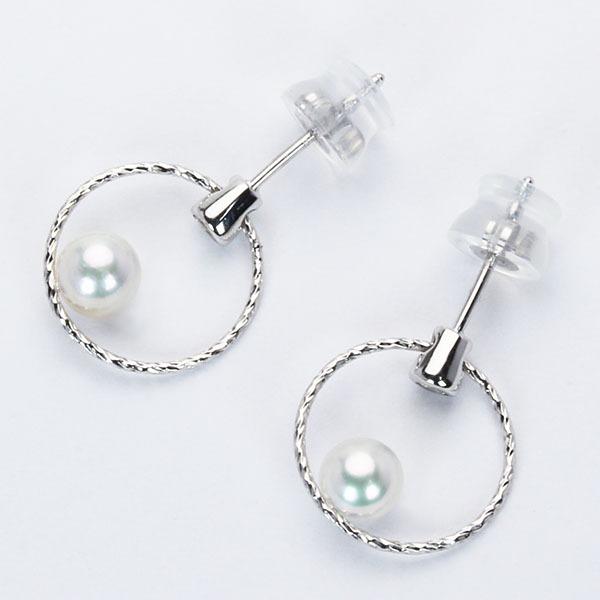 パール ピアス 真珠 パールピアス 真珠ピアス スタッド ダイヤモンド ペア ユニセックス 18k 18金 ホワイトゴールド 本真珠 あこや プレゼント 自分買い puの画像