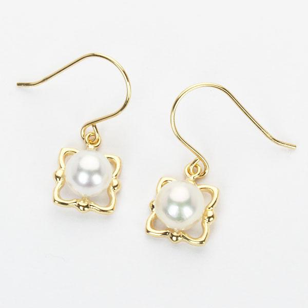パール ピアス 真珠 パールピアス 真珠ピアス フックピアス ペア ユニセックス k18 18k 18金 イエローゴールド 本真珠 送料無料 プレゼント ギフトの画像