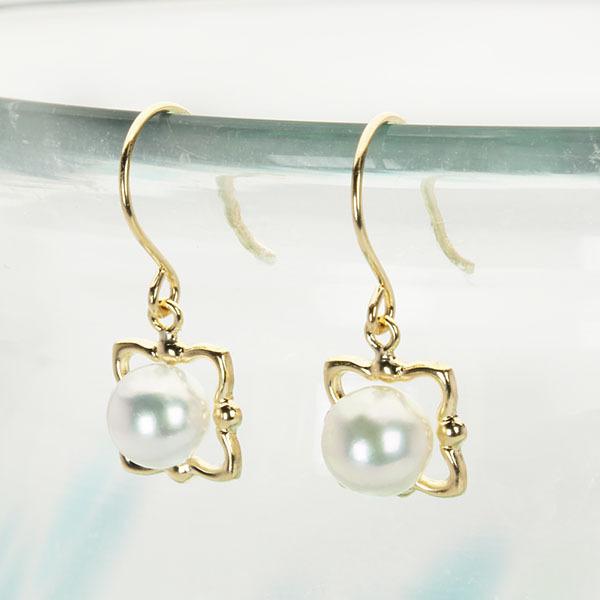 パール ピアス 真珠 パールピアス 真珠ピアス フックピアス ペア ユニセックス k18 18k 18金 イエローゴールド 本真珠 送料無料 プレゼント ギフトの画像