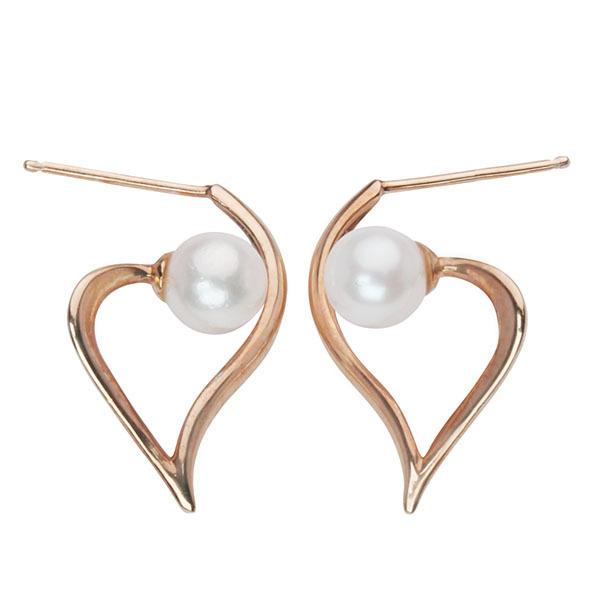 パール ピアス ハートピアス 真珠ピアス ピンクゴールド 18金 18k 本真珠 アコヤ ハート ペア ユニセックス 送料無料 人気 プレゼント ギフト 自分買い puの画像
