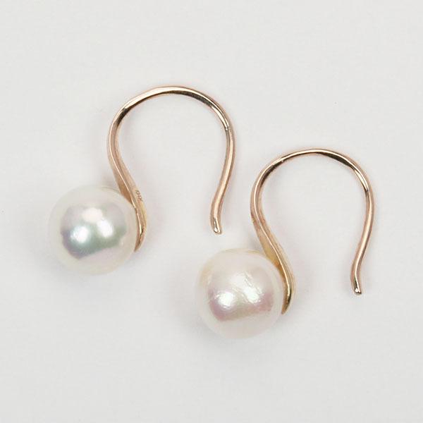 ピアス パールピアス パール 真珠ピアス フックピアス 18k 18金 ピンクゴールド 本真珠 ユニセックス 送料無料 フォーマル プレゼント ギフト 自分買い puの画像