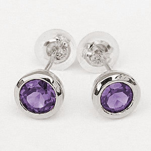 ピアス ユニセックス アメジスト k18 18金 ホワイトゴールド 一粒 シンプル 2月誕生石 紫水晶 送料無料 ジュエリー プレゼント ギフト ご褒美 自分買い puの画像