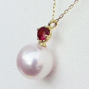 真珠 ネックレス 本真珠 8mm ガーネット 1月誕生石 k18 ゴールド パール ユニセックス ジェンダーレス 送料無料 カジュアル プレゼント ご褒美 自分買い puの画像
