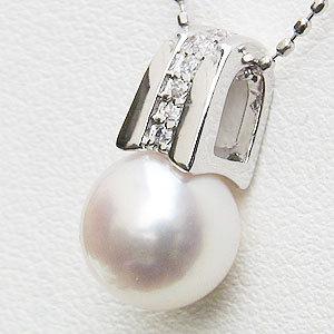 パール ペンダント 真珠 パールネックレス ダイヤモンド ダイヤ 本真珠 7mm k10 10k 10金 ホワイトゴールド ユニセックス プレゼント ギフト 自分買い puの画像