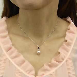 ネックレス ペンダントトップ 淡水パール 真珠 ロードライト