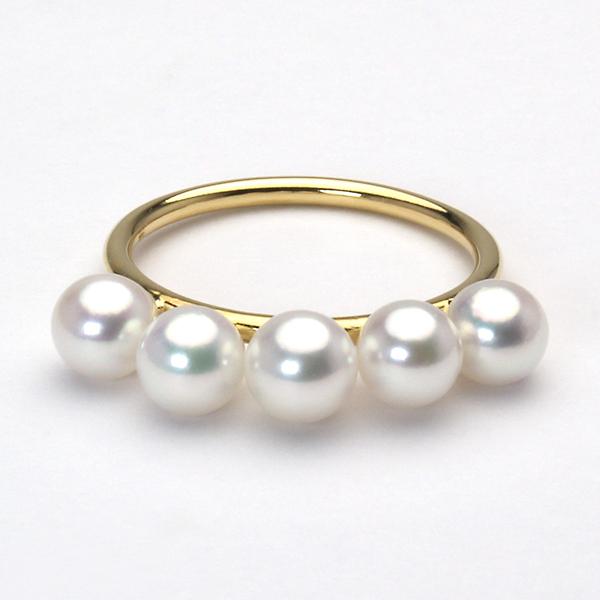 パール リング あこや 18金 18k イエローゴールド 普段使い 真珠リング
