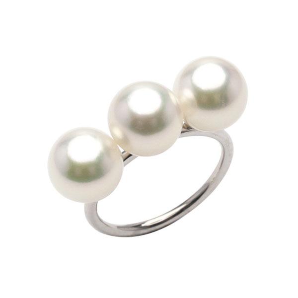 パール リング 真珠リング 真珠指輪 k18 18金 18k ホワイトゴールド 8mm 3コつき シンプル ユニセックス プレゼント ギフト ご褒美 自分買い pu | ブランド登録なし | 01