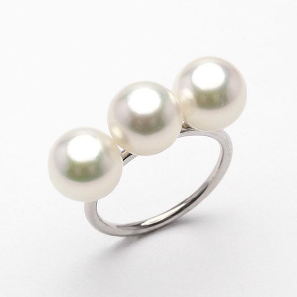 パール リング 真珠リング 真珠指輪 k18 18金 18k ホワイトゴールド 8mm 3コつき シンプル ユニセックス プレゼント ギフト ご褒美 自分買い pu | ブランド登録なし | 02