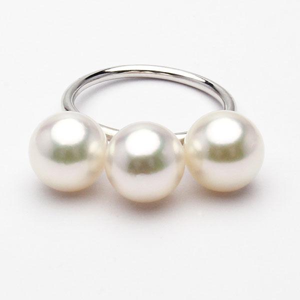 パール リング 真珠リング 真珠指輪 k18 18金 18k ホワイトゴールド 8mm 3コつき シンプル ユニセックス プレゼント ギフト ご褒美 自分買い pu | ブランド登録なし | 03
