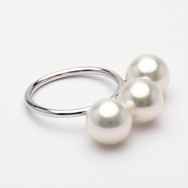パール リング 真珠リング 真珠指輪 k18 18金 18k ホワイトゴールド 8mm 3コつき シンプル ユニセックス プレゼント ギフト ご褒美 自分買い pu | ブランド登録なし | 05