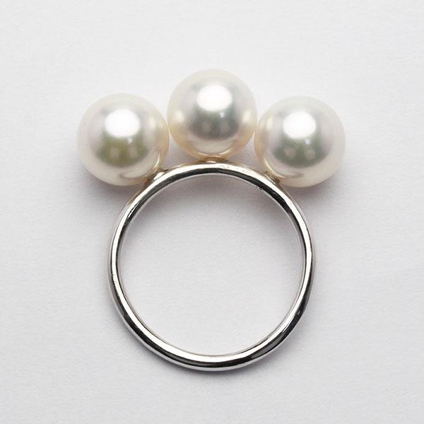 パール リング 真珠リング 真珠指輪 k18 18金 18k ホワイトゴールド 8mm 3コつき シンプル ユニセックス プレゼント ギフト ご褒美 自分買い pu | ブランド登録なし | 07