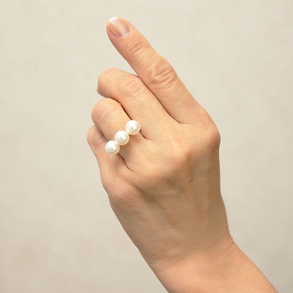 パール リング 真珠リング 真珠指輪 k18 18金 18k ホワイトゴールド 8mm 3コつき シンプル ユニセックス プレゼント ギフト ご褒美 自分買い pu | ブランド登録なし | 08