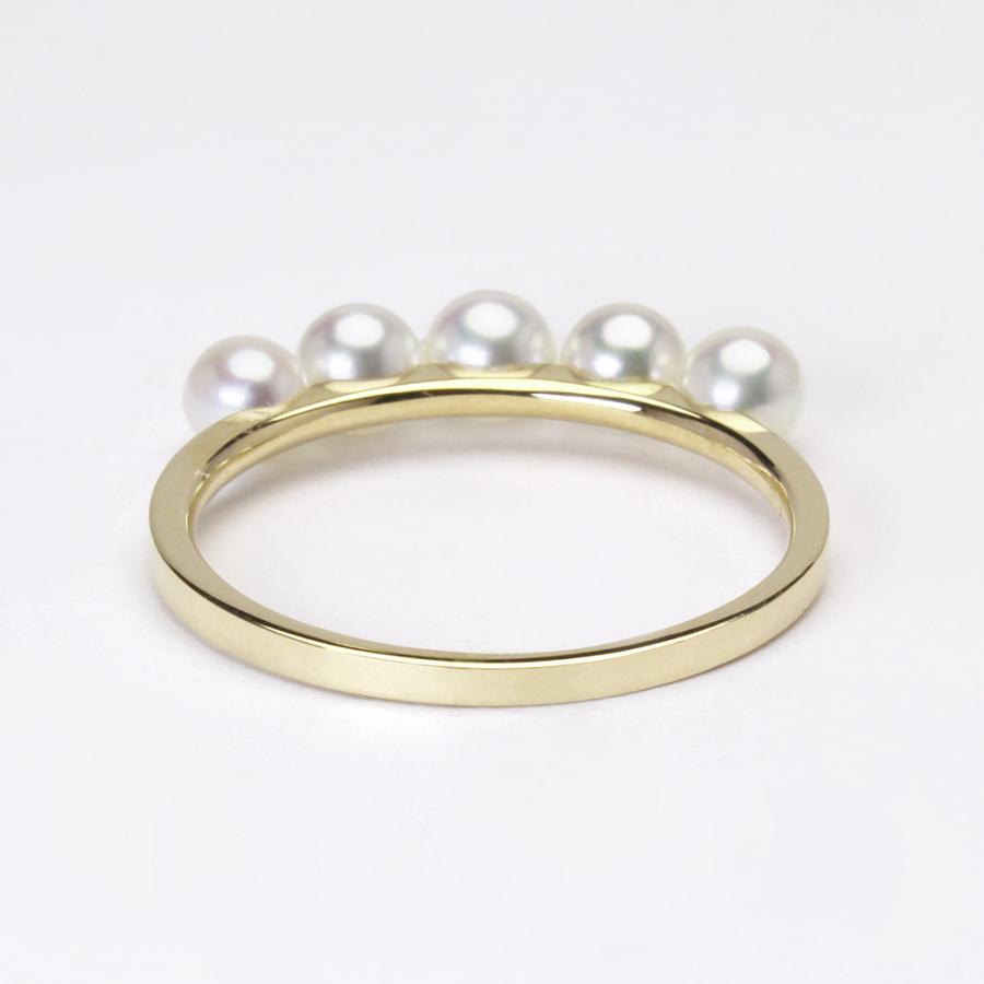 パール リング あこや 18金 18k k18 イエローゴールド カジュアル ユニセックス ベビーパール 本真珠 アコヤ 3.5-4mm 5コ付 エタニティ フォーマル puの画像