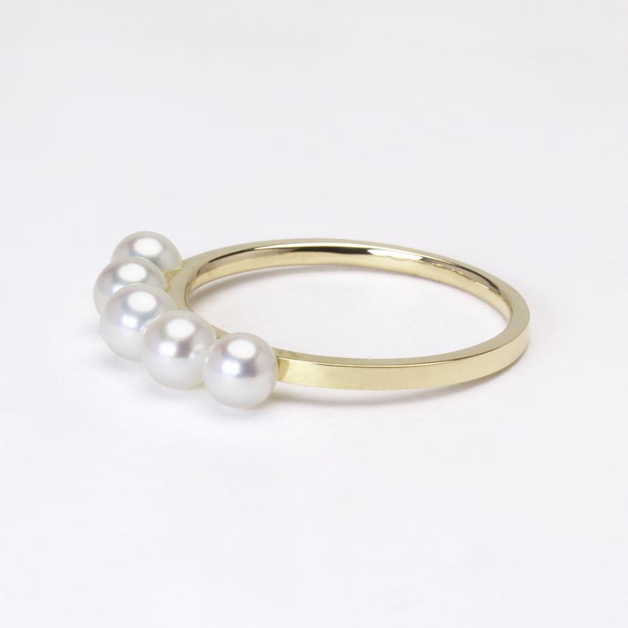 パール リング あこや 18金 18k k18 イエローゴールド カジュアル ユニセックス ベビーパール 本真珠 アコヤ 3.5-4mm 5コ付 エタニティ フォーマル puの画像