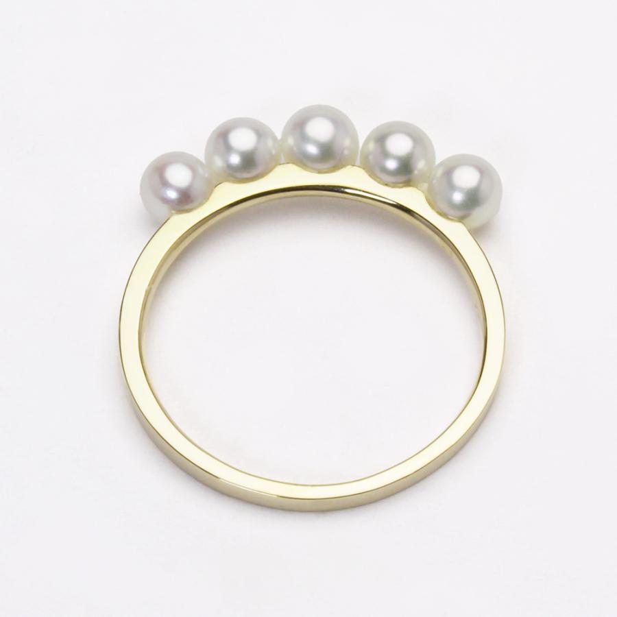 パール リング あこや 18金 18k k18 イエローゴールド カジュアル ユニセックス ベビーパール 本真珠 アコヤ 3.5-4mm 5コ付 エタニティ フォーマル puの画像
