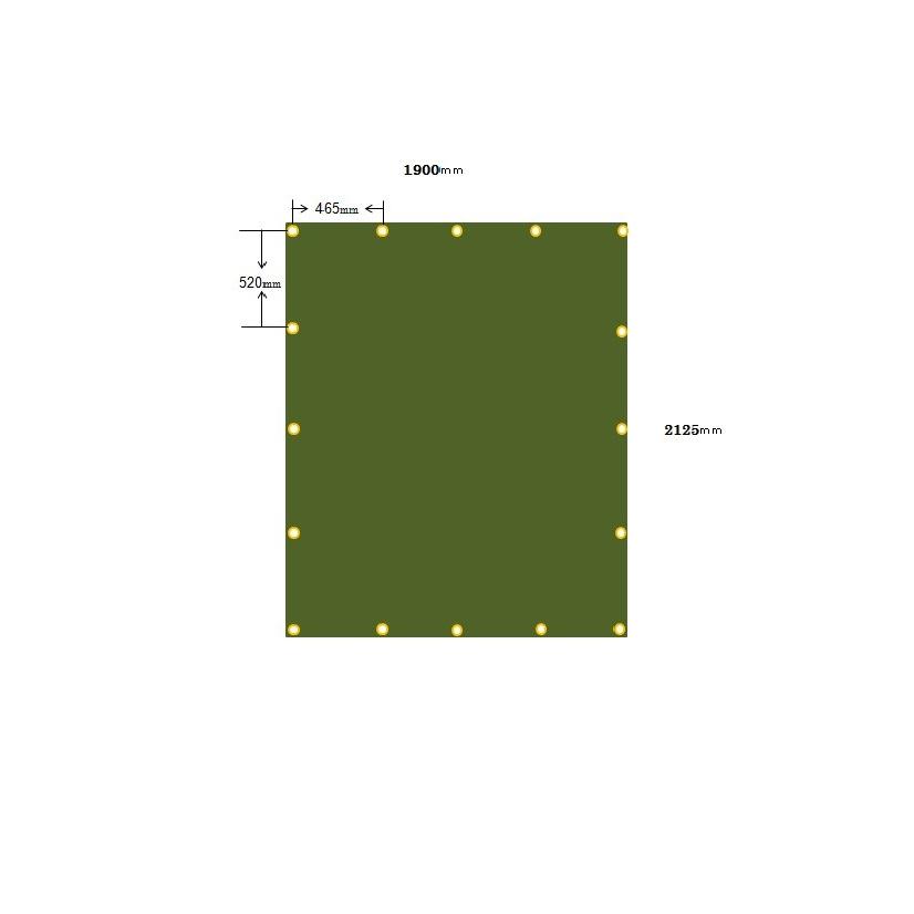 国産　厚手　軽トラック荷台シート　1号II　1.9ｍ×2.1ｍ　エステル帆布　ODグリーン　ゴムロープ付　荷台防水カバ−シ−ト　ストロング万能シート　平張り幌｜shinjurohonpo｜02